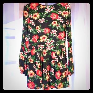 Modcloth Tropical Hibiscus Print Romper Size 10